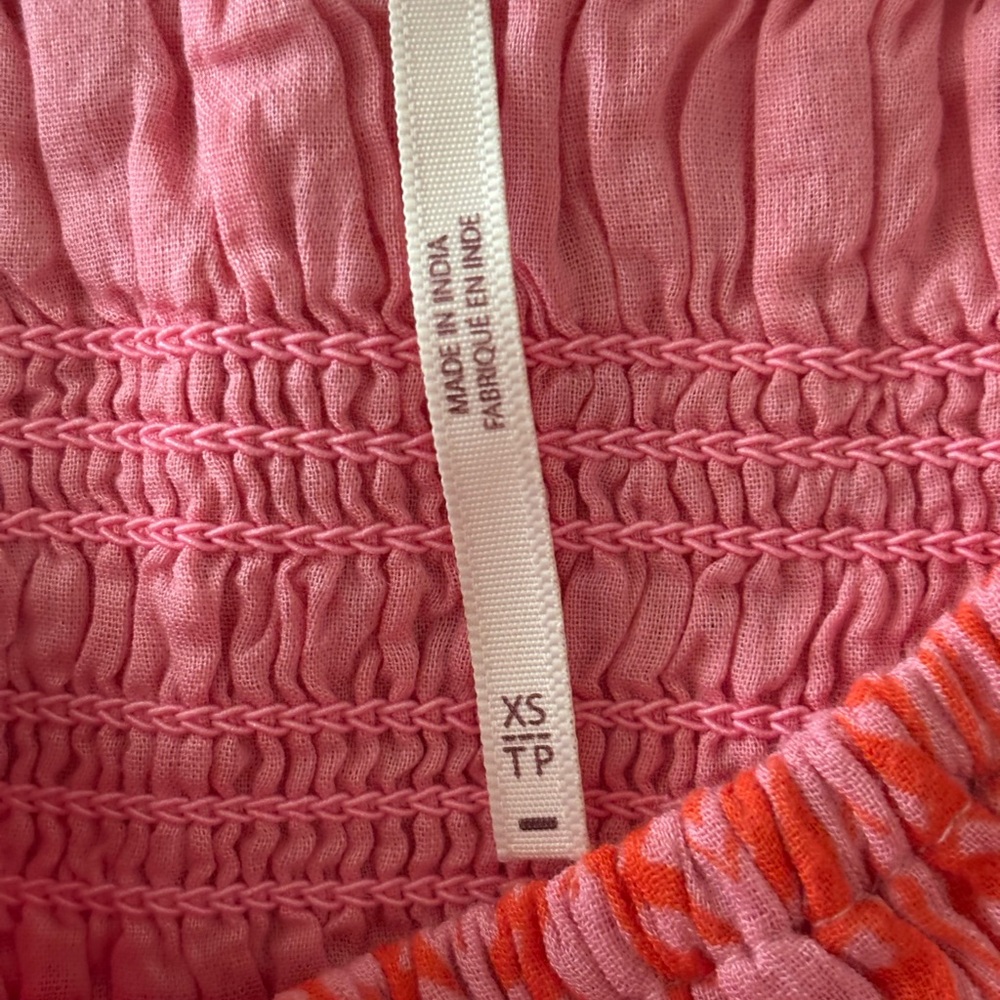 Free People Sweet Annie Orange Pink Smocked Mini Dress Size XS - Picture 8 of 11